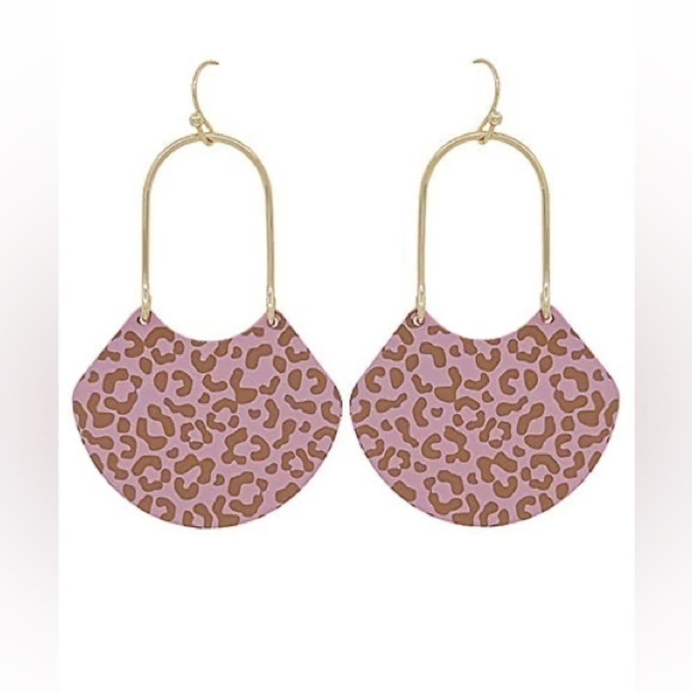 Pink Cheetah Arch Earrings